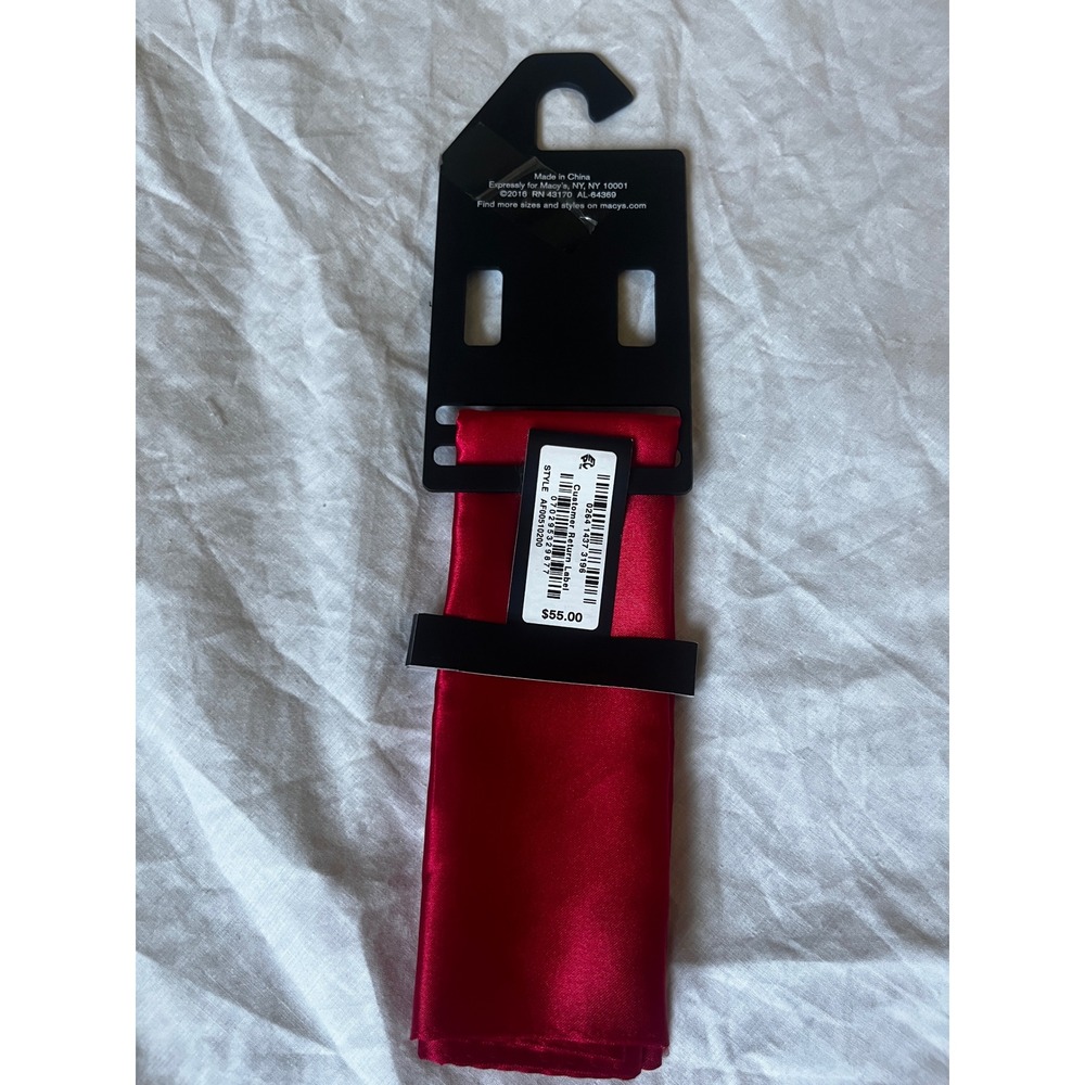 Alfani Mens Solid Red Pocket Square Satin‎ Finish Formal Accessory. NWT - Picture 2 of 3